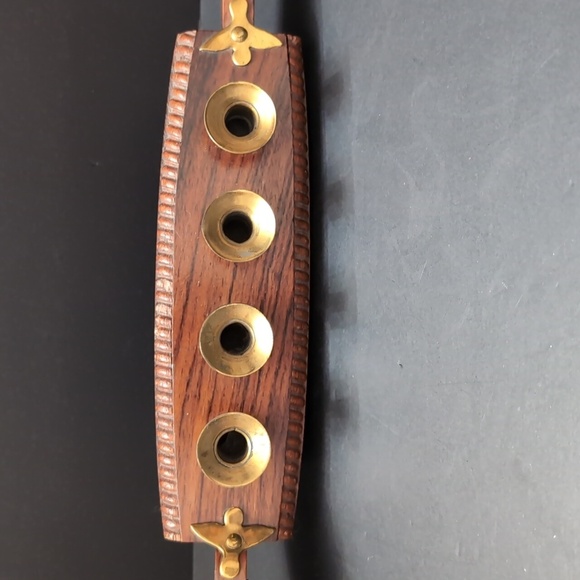 Vintage Kairali Mid-century Boho Wooden/Brass Gondola Boat Candle Holder. - Picture 6 of 11